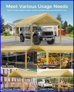 12x20 FT Heavy Duty Carport Replacement Canopy Cover, Durable Beige 12x20FT