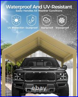 12x20 FT Heavy Duty Carport Replacement Canopy Cover, Durable Beige 12x20FT