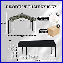 12x20 FT Metal Carport Canopy Galvanized Roof Outdoor Garage Car Shelter Shade