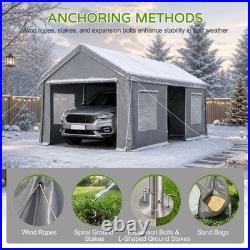 12x20Heavy Duty Carport Outdoor Garage Tent With Removable Sidewalls&Mesh Windows
