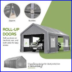 12x20Heavy Duty Carport Outdoor Garage Tent With Removable Sidewalls&Mesh Windows