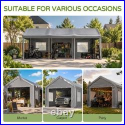 12x20Heavy Duty Carport Outdoor Garage Tent With Removable Sidewalls&Mesh Windows