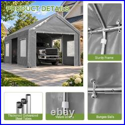 12x20Heavy Duty Carport Outdoor Garage Tent With Removable Sidewalls&Mesh Windows