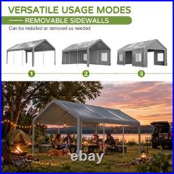 12x20Heavy Duty Carport Outdoor Garage Tent With Removable Sidewalls&Mesh Windows
