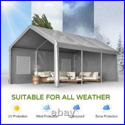 12x20Heavy Duty Carport Outdoor Garage Tent With Removable Sidewalls&Mesh Windows