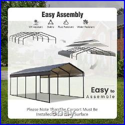 12x20ft Carport with Galvanized Steel Roof Sturdy Metal Carport for Cars, Boats