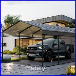 12x20ft Carport with Galvanized Steel Roof Sturdy Metal Carport for Cars, Boats