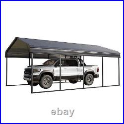 12x20ft Carport with Galvanized Steel Roof Sturdy Metal Carport for Cars, Boats