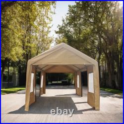 12x20ft Iron Car Canopy Garage Shelter Tent With Window & Door ventilated carports