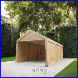 12x20ft Iron Car Canopy Garage Shelter Tent With Window & Door ventilated carports