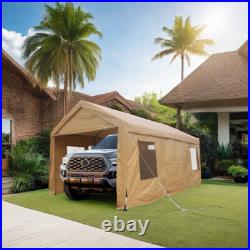 12x20ft Iron Car Canopy Garage Shelter Tent With Window & Door ventilated carports
