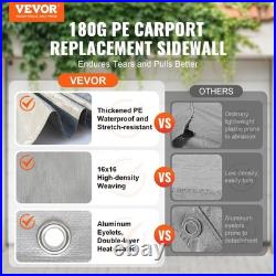12x20ft PU-Coated PE Side Canopy Cover Waterproof UV50+ Grey
