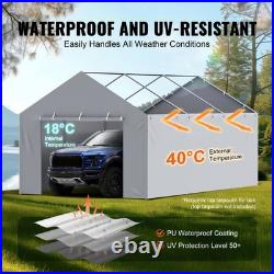 12x20ft PU-Coated PE Side Canopy Cover Waterproof UV50+ Grey