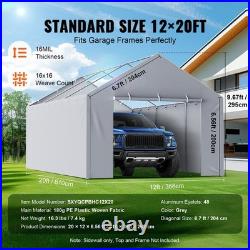 12x20ft PU-Coated PE Side Canopy Cover Waterproof UV50+ Grey