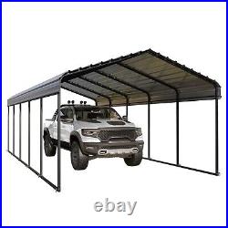 12x25ft Carport Upgraded Galvanized Steel Outdoor Carport Garage Shelter Grey
