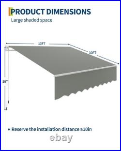 13'×10 /10x8' ft Patio Awning Retractable Outdoor Sun Shade Shelter Waterproof