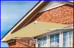 13×11.5FT Tan Manual Retractable Aluminum Patio Cover Awning Canopy, Sunshade