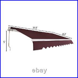 13.1x8.2FT Patio Awning Retractable Sun Shade Canopy Outdoor Deck Door Shelter