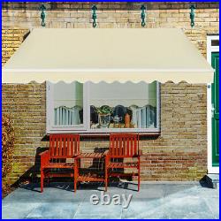 13'×8' Retractable Patio Awning Aluminum Deck Sunshade Shelter Outdoor Beige