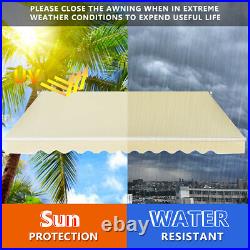 13'×8' Retractable Patio Awning Aluminum Deck Sunshade Shelter Outdoor Beige