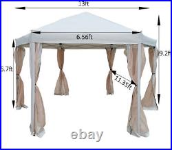 13 Ft. W x 13 Ft. D x 9.2ft Pop-Up Gazebo Tent Outdoor Canopy Hexagonal Canopies