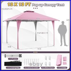 13 X 13 FT Pop up Gazebo Outdoor Canopy Tent with Portable Carrying Bag 8 Stakes