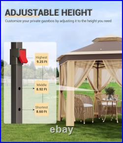 13 X 13 Ft Pop Up Gazebo with Mesh Netting Hexagonal Canopy Shelter Outdoor Tent