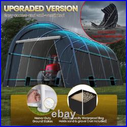 13' X 20' Domed Carport with 4 Cloth Bags, Portable Garage with 2 Roll-Up Doors
