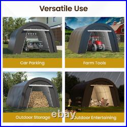 13' X 20' Domed Carport with 4 Cloth Bags, Portable Garage with 2 Roll-Up Doors