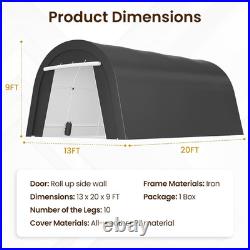 13' X 20' Domed Carport with 4 Cloth Bags, Portable Garage with 2 Roll-Up Doors