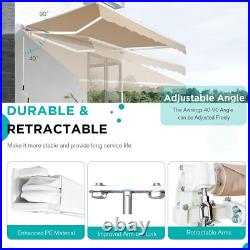 13 X 8 FT Patio Awning Manual Retractable Sun Shade Canopy Outdoor Deck Shelter