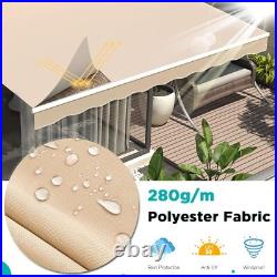 13 X 8 FT Patio Awning Manual Retractable Sun Shade Canopy Outdoor Deck Shelter
