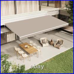 13' X 9.8' Manual Retractable Awning Sun Shade Patio Awning Cover Multi-Color