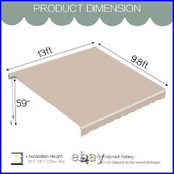 13' X 9.8' Manual Retractable Awning Sun Shade Patio Awning Cover Multi-Color
