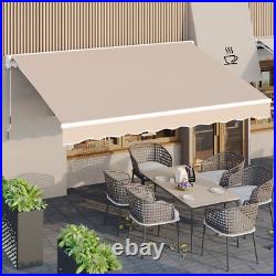 13' X 9.8' Manual Retractable Awning Sun Shade Patio Awning Cover Multi-Color