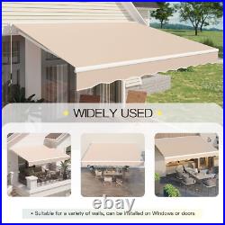 13' X 9.8' Manual Retractable Awning Sun Shade Patio Awning Cover Multi-Color