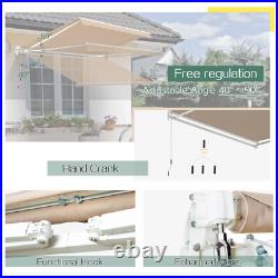 13' X 9.8' Manual Retractable Awning Sun Shade Patio Awning Cover Multi-Color