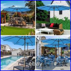 13' XL German Beech Wood Umbrella Patio Outdoor Garden Cafe Beach Yard Blue
