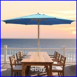 13' XL German Beech Wood Umbrella Patio Outdoor Garden Cafe Beach Yard Blue