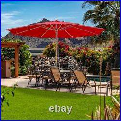 13' XL German Beech Wood Umbrella Patio Outdoor Garden Cafe Beach Yard Red