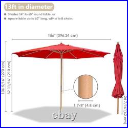 13' XL German Beech Wood Umbrella Patio Outdoor Garden Cafe Beach Yard Red