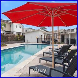 13' XL German Beech Wood Umbrella Patio Outdoor Garden Cafe Beach Yard Red