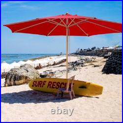 13' XL German Beech Wood Umbrella Patio Outdoor Garden Cafe Beach Yard Red