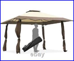 13 ft. X 13 ft. Brown Gazebo Canopy Shelter Awning Tent Patio Garden