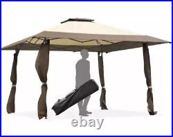 13 ft. X 13 ft. Brown Gazebo Canopy Shelter Awning Tent Patio Garden