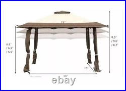 13 ft. X 13 ft. Brown Gazebo Canopy Shelter Awning Tent Patio Garden