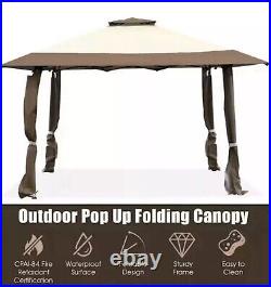 13 ft. X 13 ft. Brown Gazebo Canopy Shelter Awning Tent Patio Garden