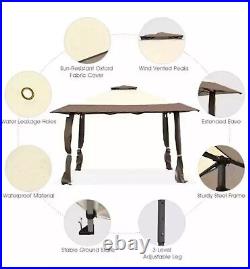 13 ft. X 13 ft. Brown Gazebo Canopy Shelter Awning Tent Patio Garden