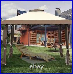 13 ft. X 13 ft. Brown Gazebo Canopy Shelter Awning Tent Patio Garden