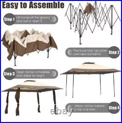 13 ft. X 13 ft. Brown Gazebo Canopy Shelter Awning Tent Patio Garden